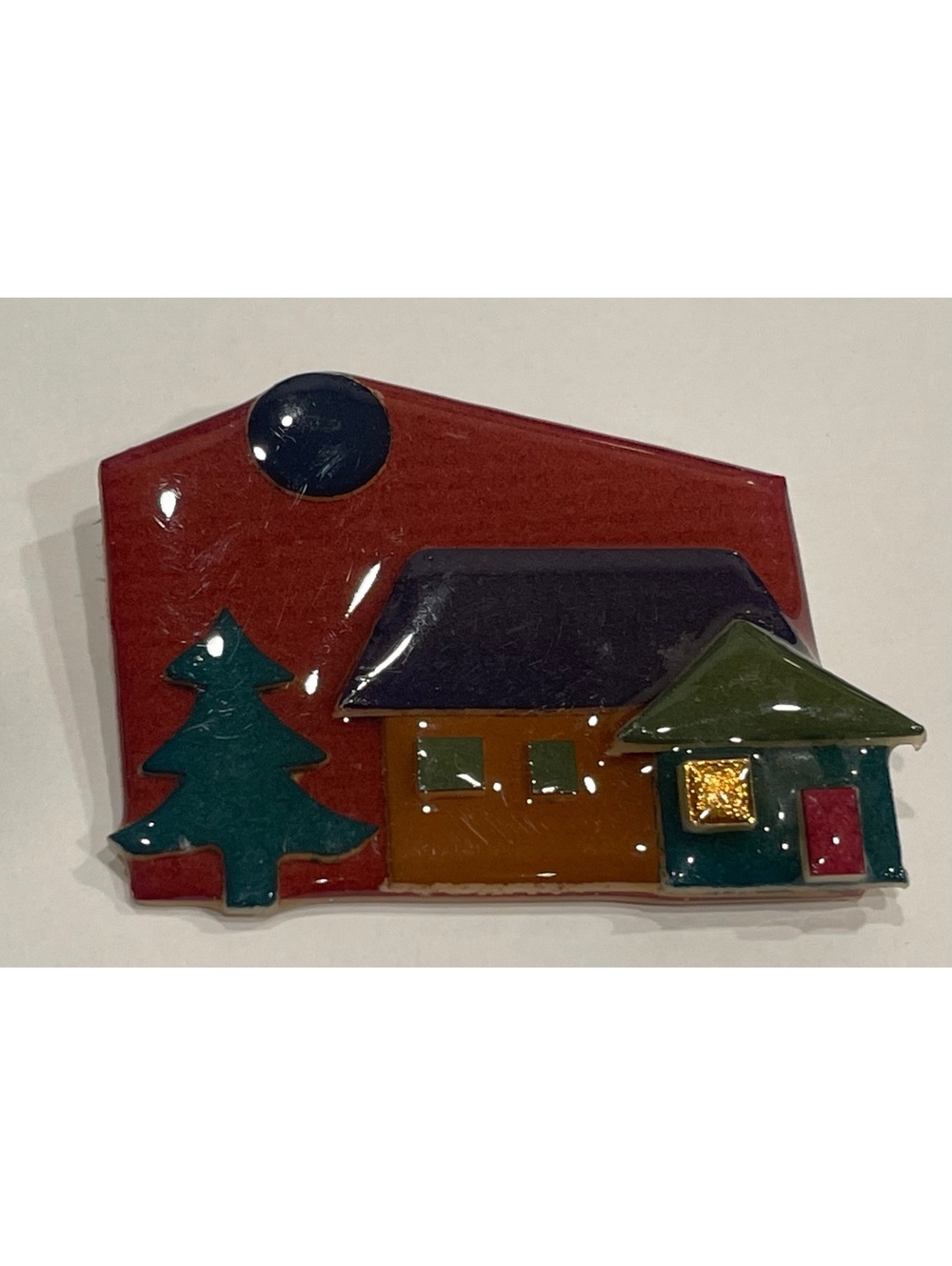 Vintage House Pins by Lucinda Enamel Brooch